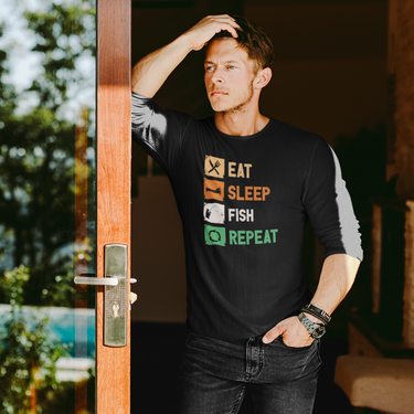 Eat Sleep Fishing Repeat Men Long Sleeve Shirt